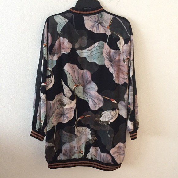 ZARA- premium studio floral crane bomber jacket - Picture 3 of 7